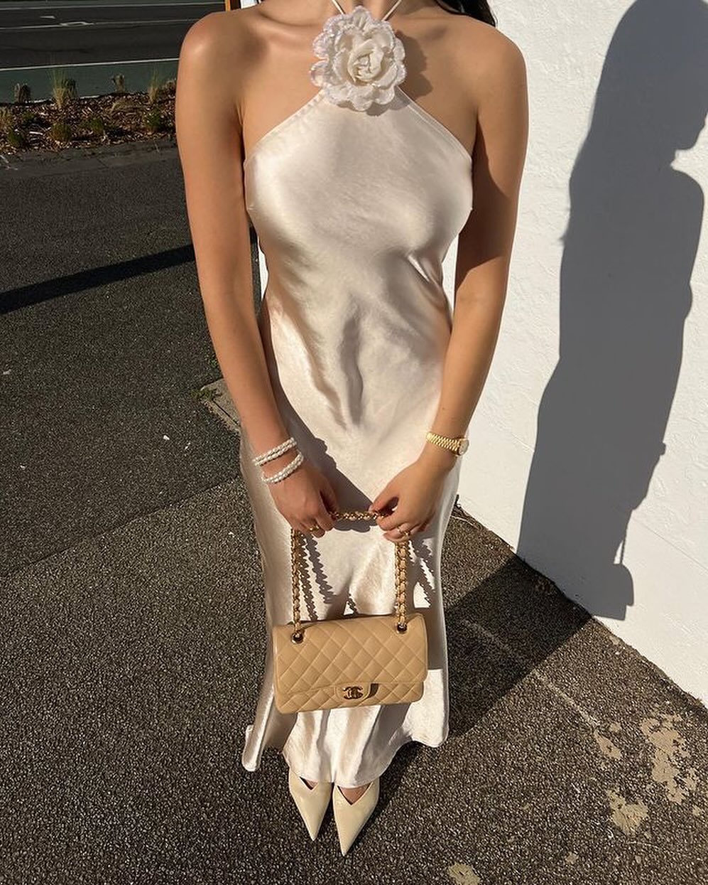 Robe longue Harper en satin à dos nu