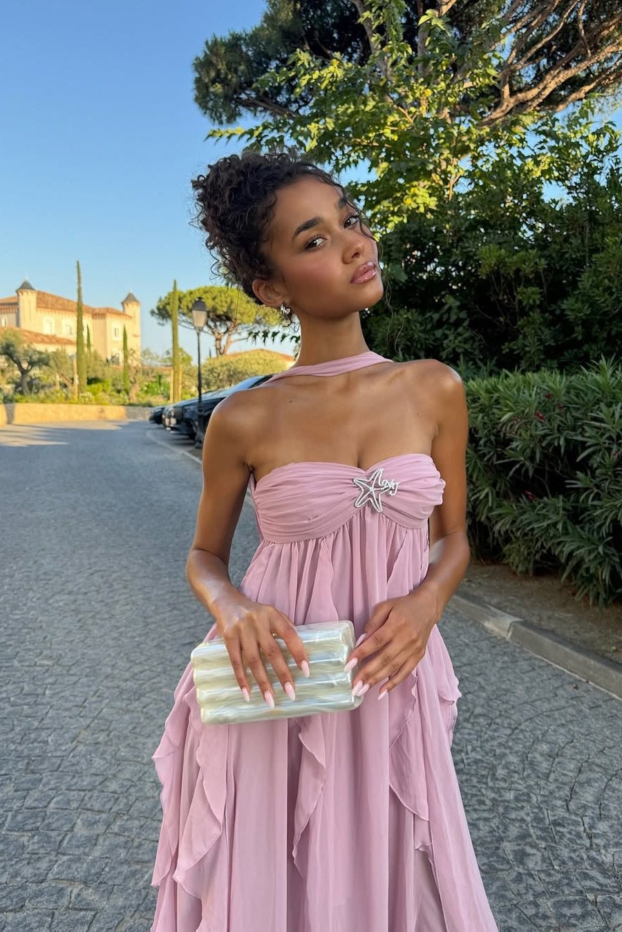 Robe longue bustier à volants Harper