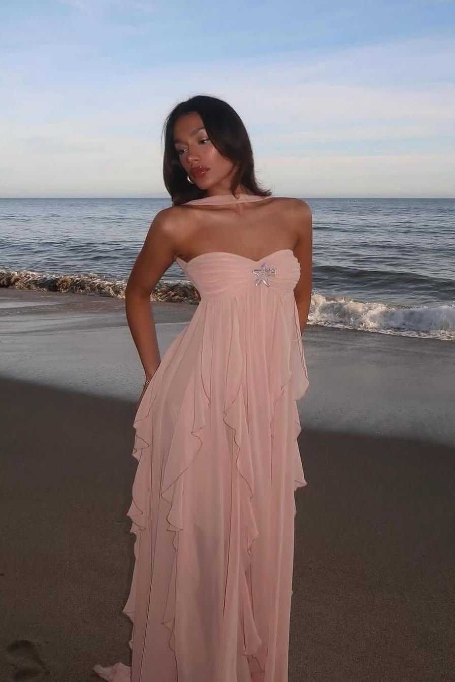 Robe longue bustier à volants Harper