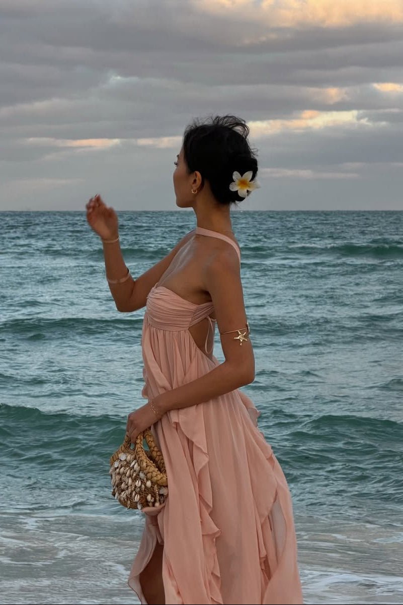 Robe longue bustier à volants Harper