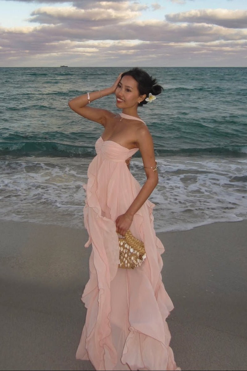 Robe longue bustier à volants Harper