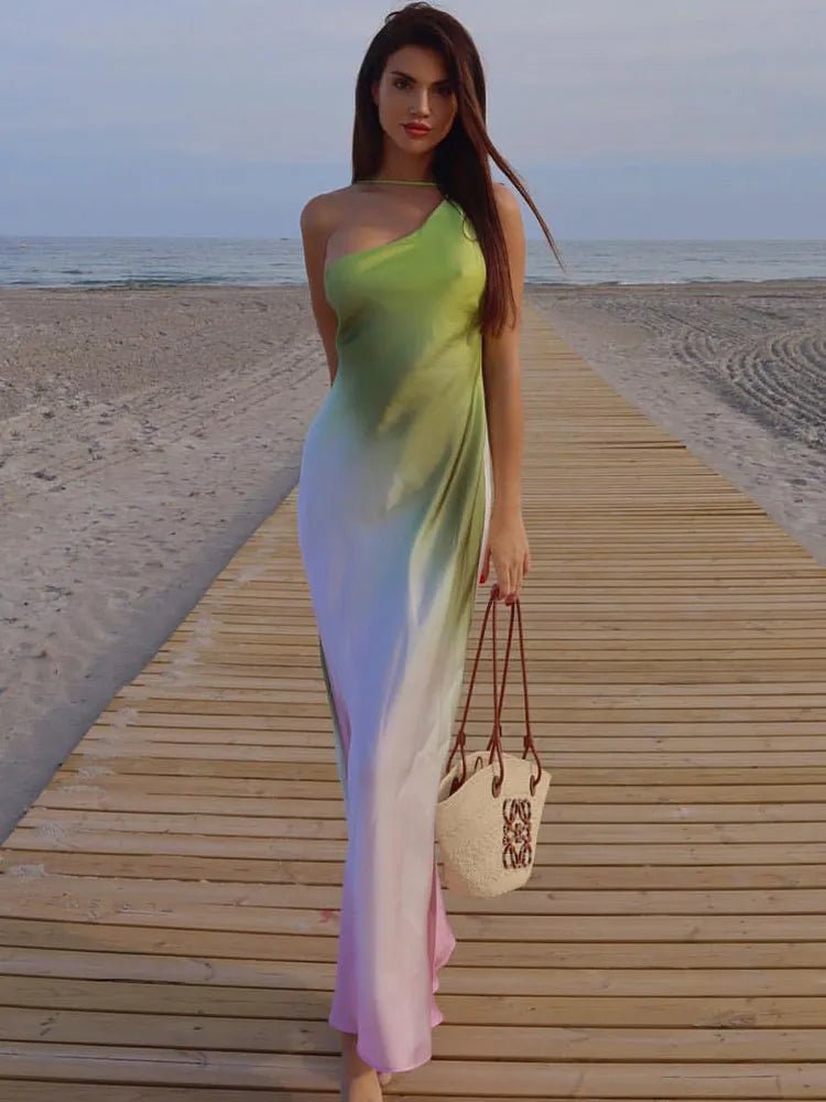 Robe Helena asymétrique à épaules dénudées