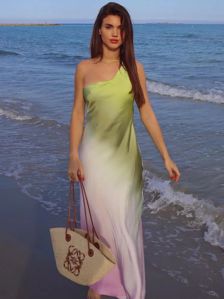 Robe Helena asymétrique à épaules dénudées
