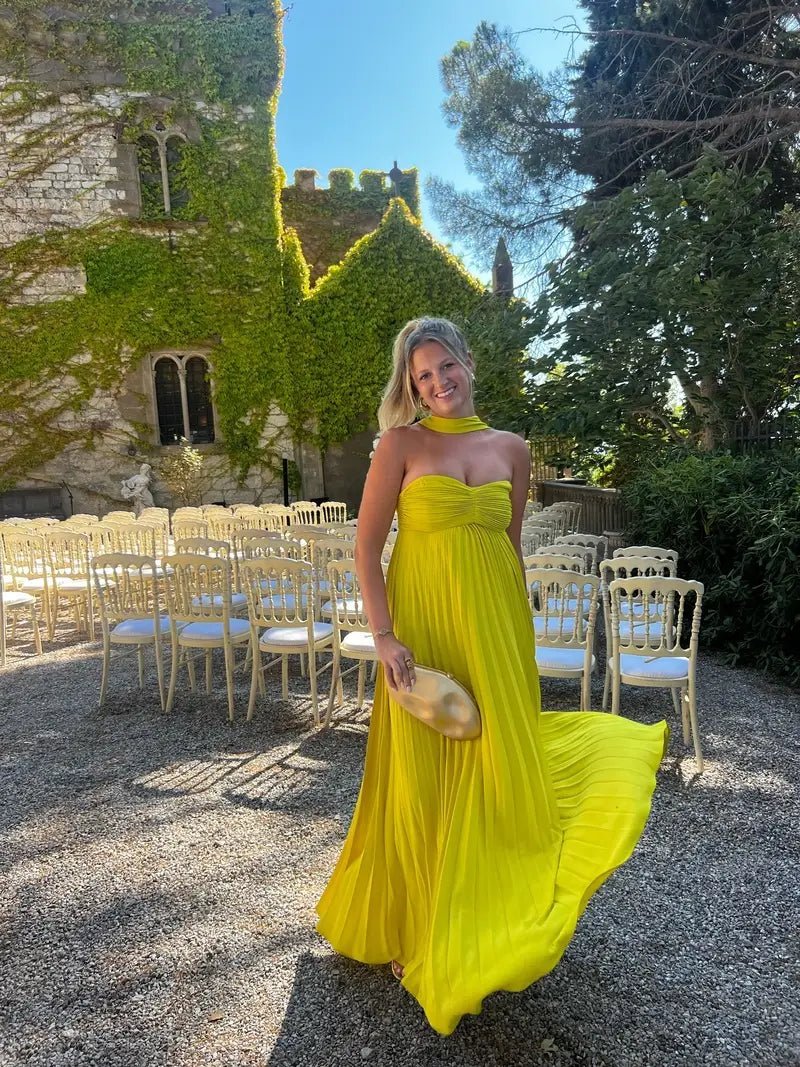 Robe longue dos nu froncée avec foulard Helena