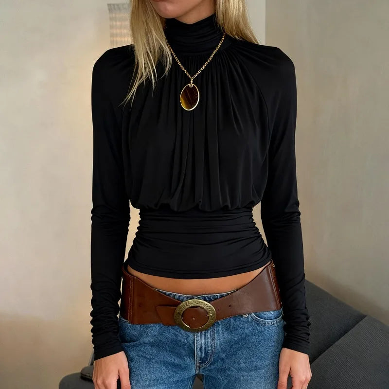 High-Neck Ruched Top