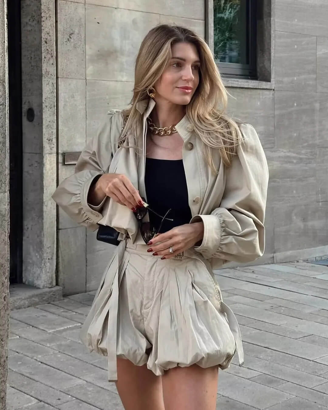 Veste plissée à col montant Hilda