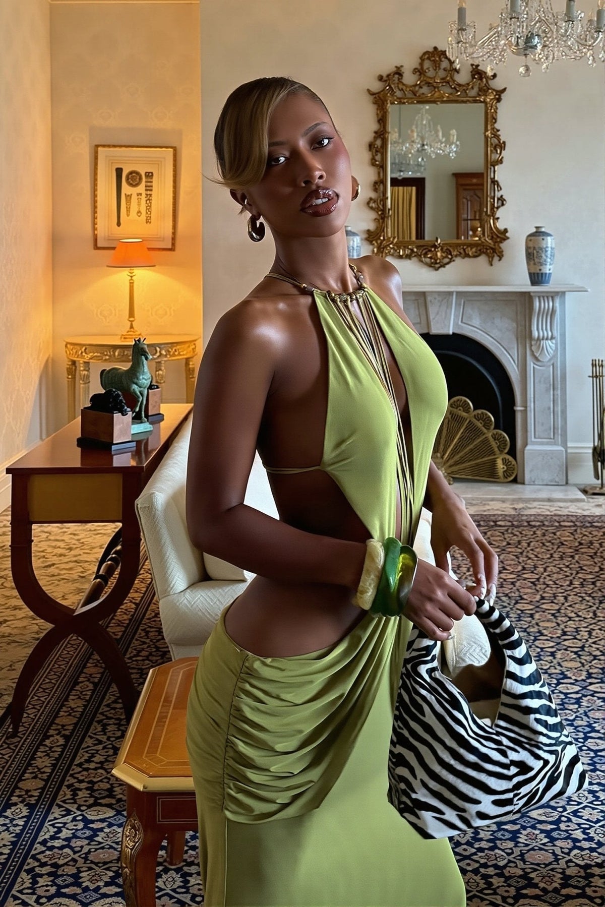 Robe longue Hillary à dos nu ornée de perles
