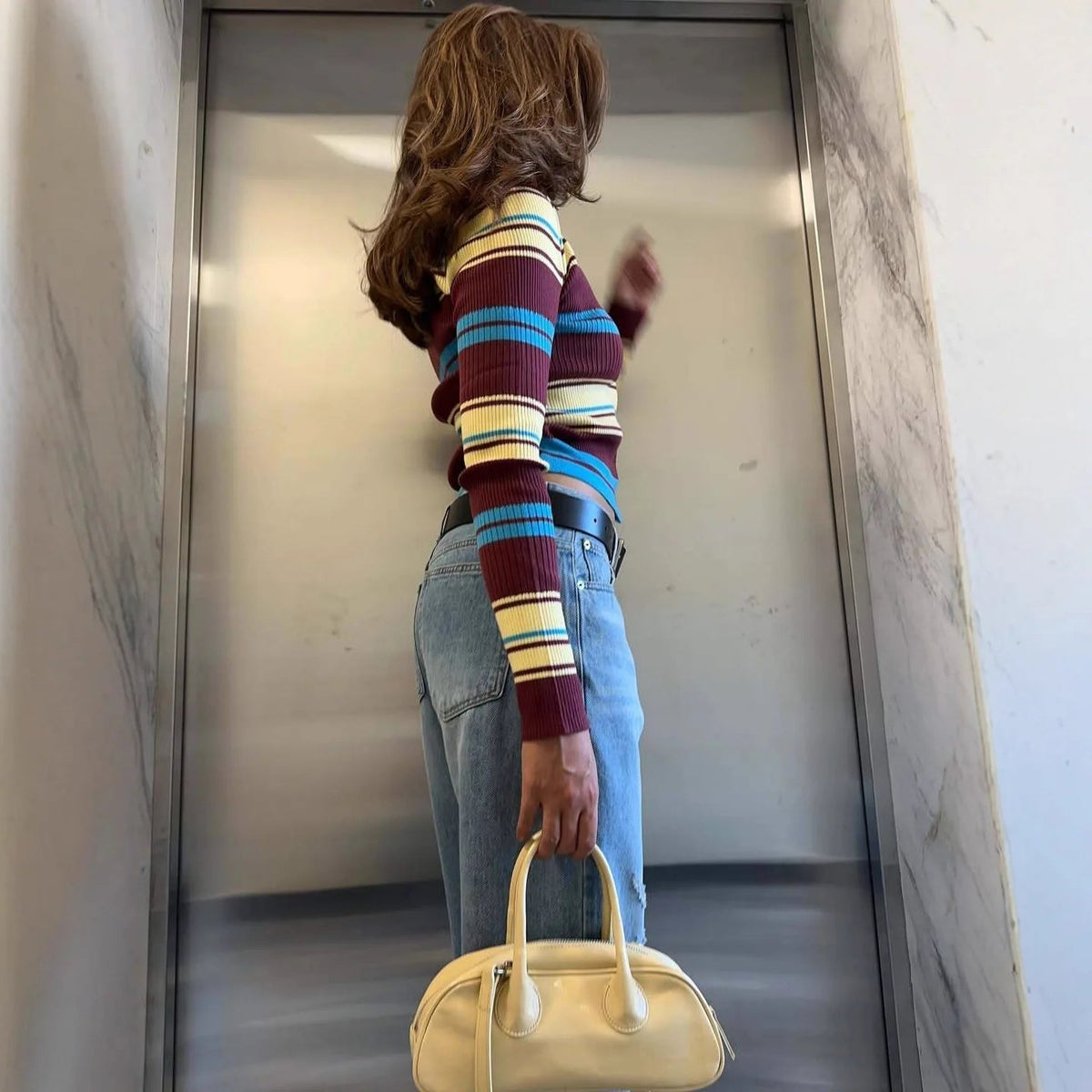 Cardigan rayé en maille Hope