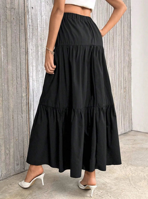 Idalia High Waist Flounce Hem A-Line Skirt
