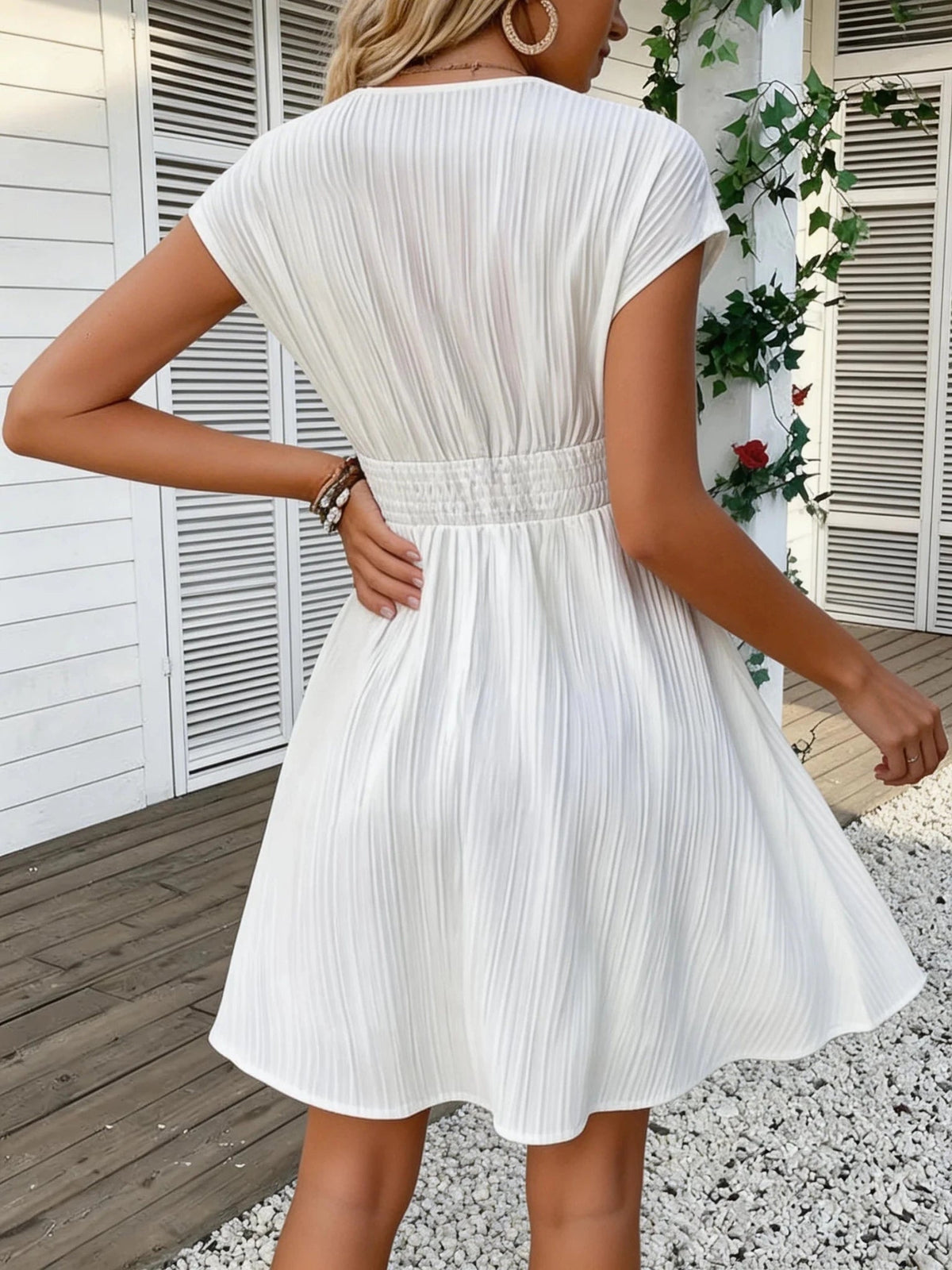 Ilaria French Lace V-Neck Fitted Dress