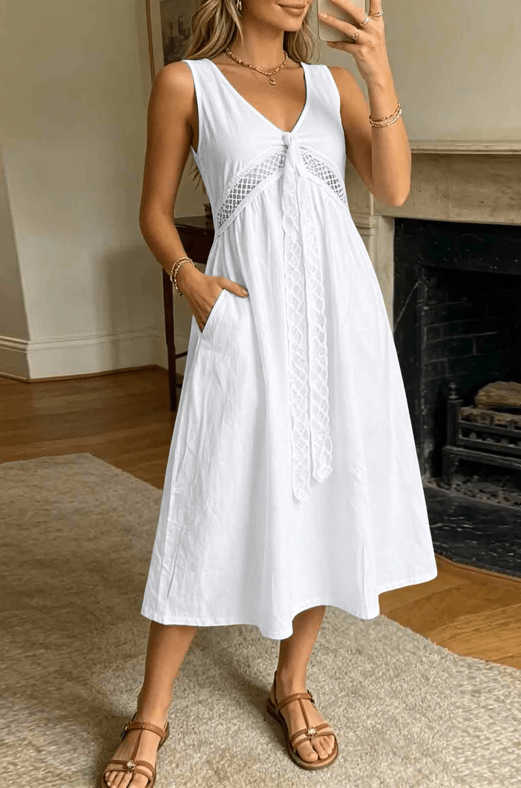 Robe trapèze Ilaria bordée de dentelle