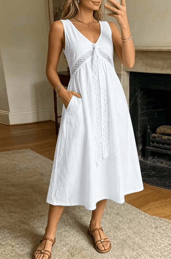 Robe trapèze Ilaria bordée de dentelle