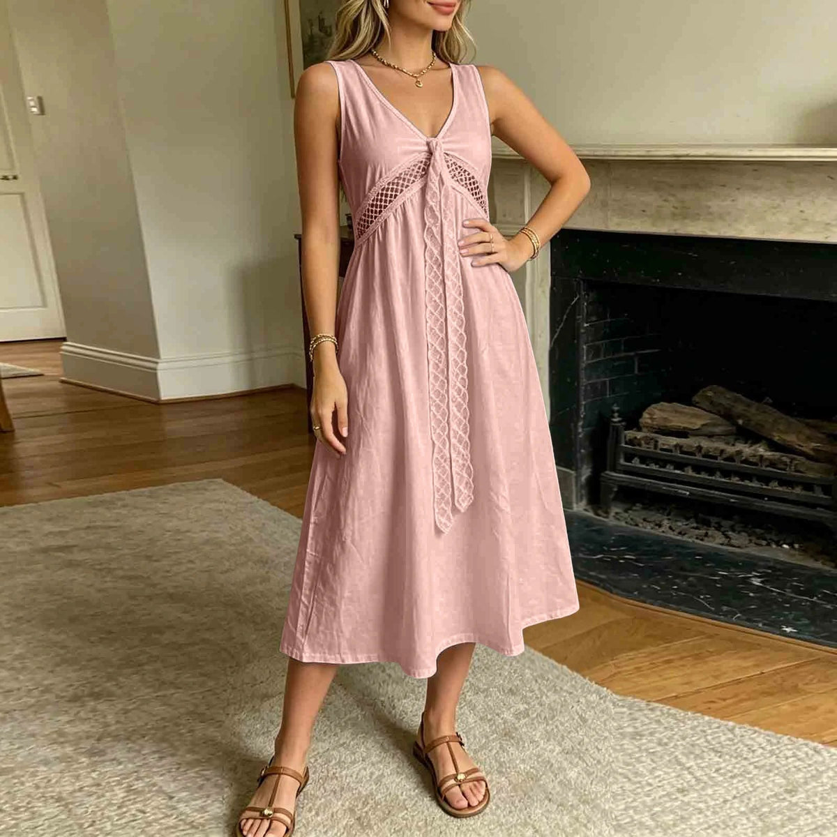 Robe trapèze Ilaria bordée de dentelle