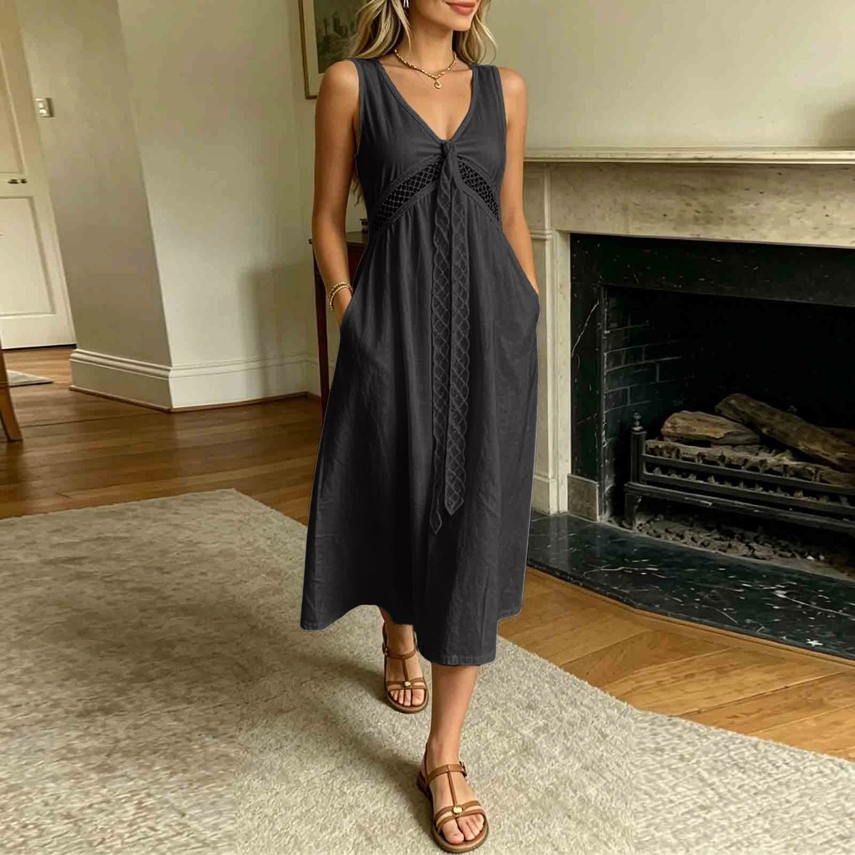 Robe trapèze Ilaria bordée de dentelle
