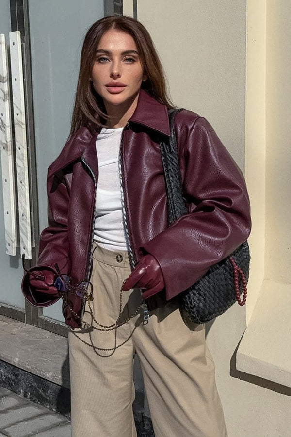 Veste de motard mate Ilona en similicuir