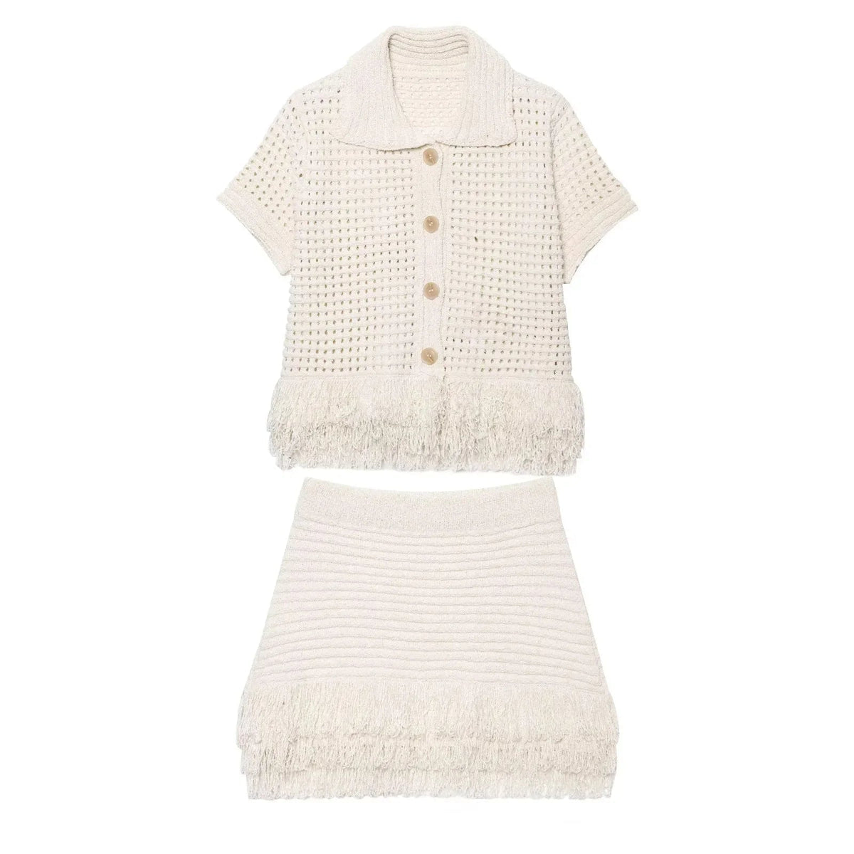 Ensemble jupe à franges en maille Ioanna