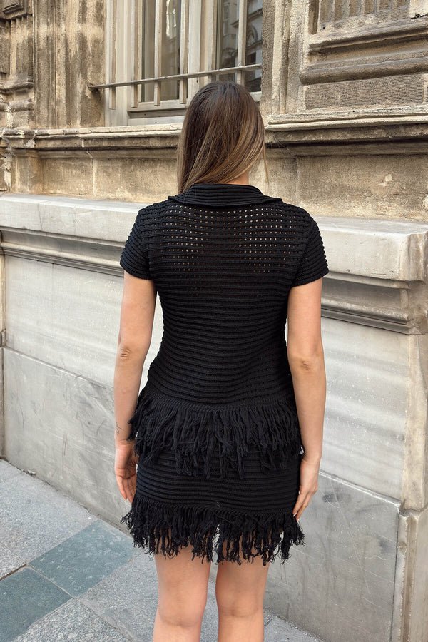 Ensemble jupe à franges en maille Ioanna