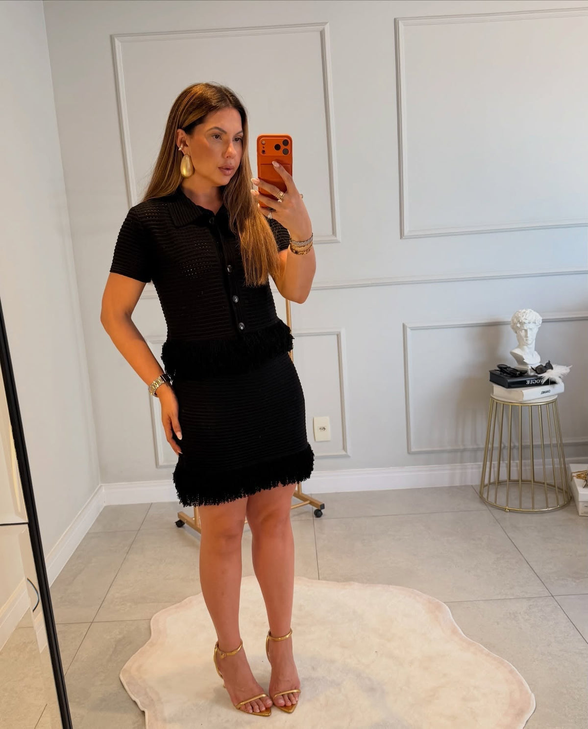 Ensemble jupe à franges en maille Ioanna