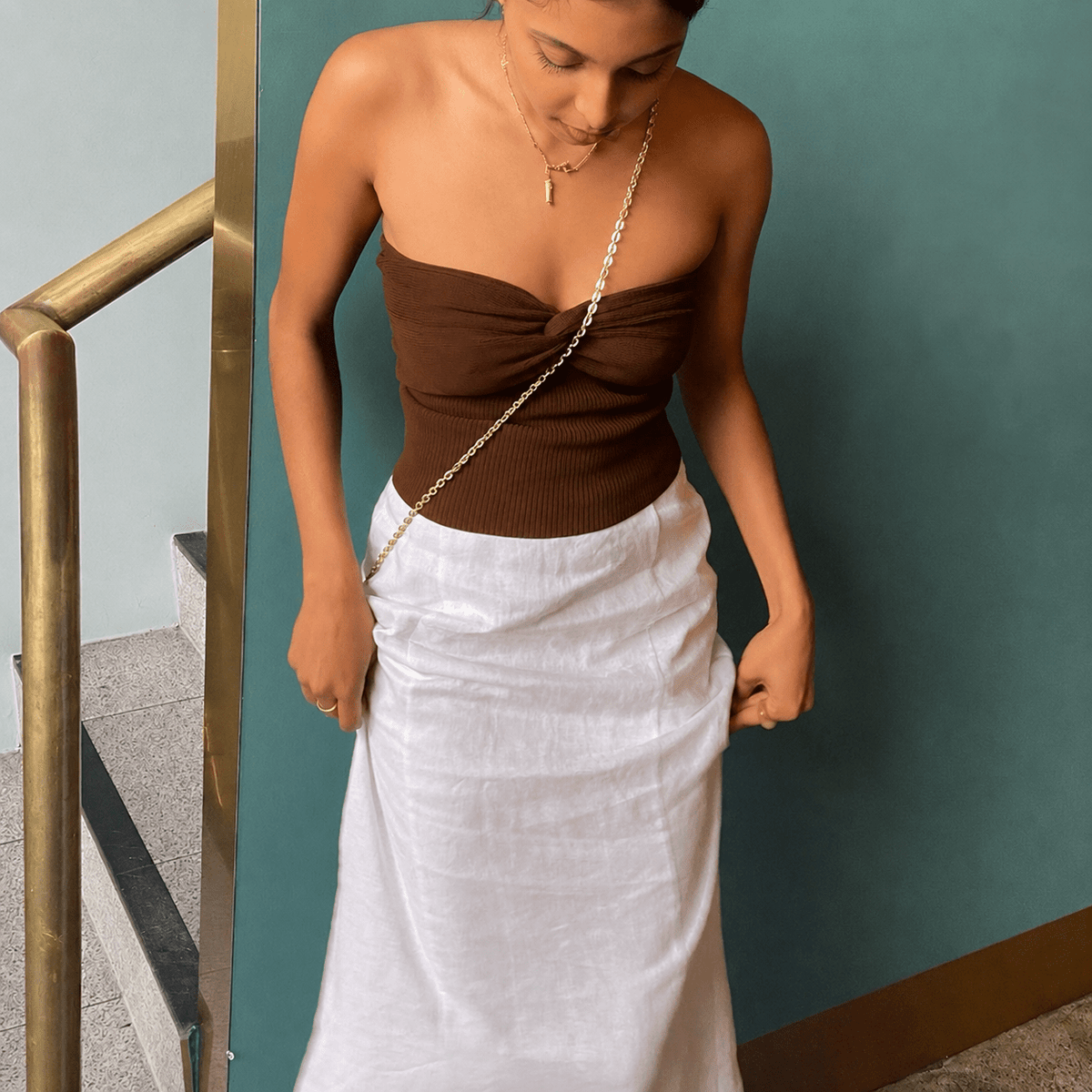 Haut bustier sans bretelles et épaules dénudées Iris
