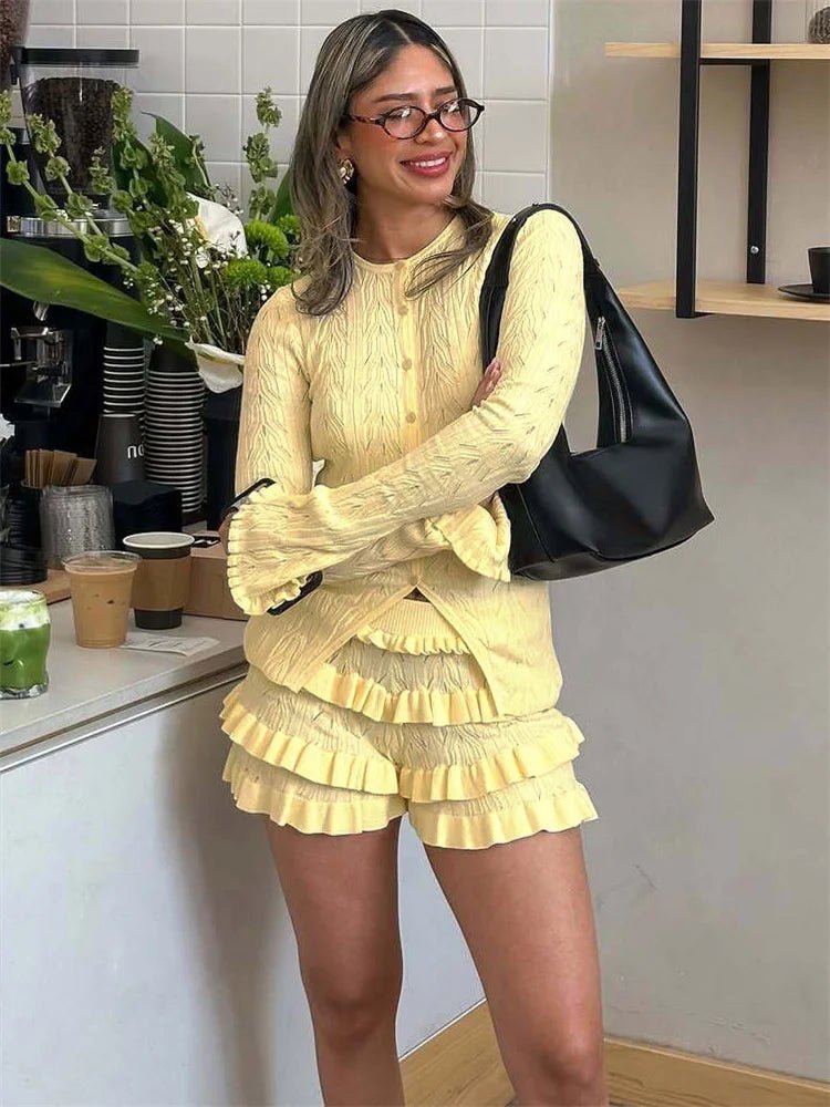 Ensemble Isabel en maille à volants avec short