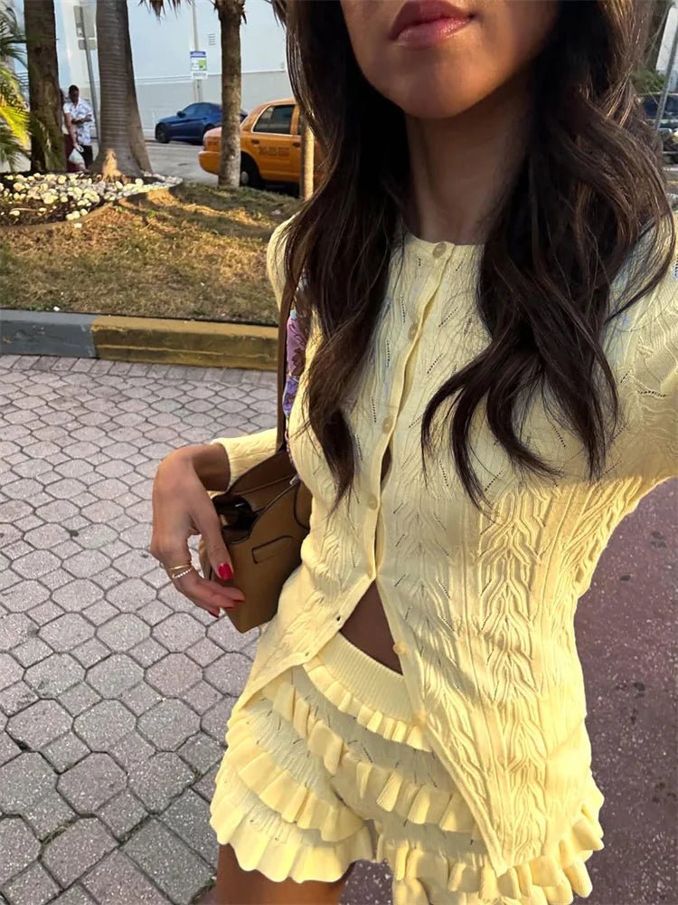 Ensemble Isabel en maille à volants avec short