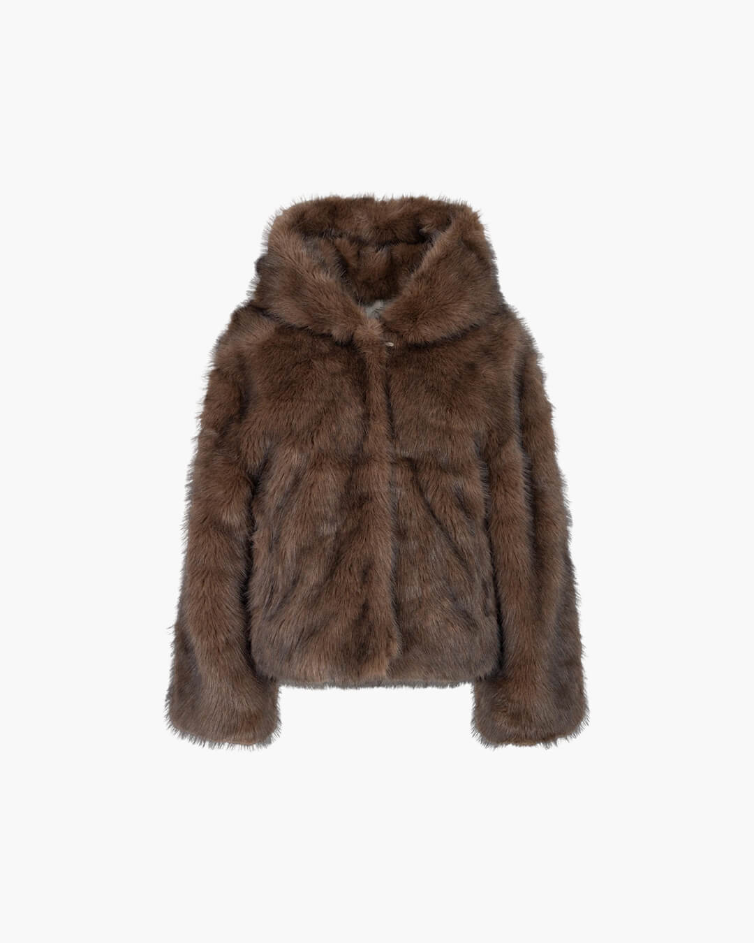 Manteau court à capuche en fausse fourrure Ivy
