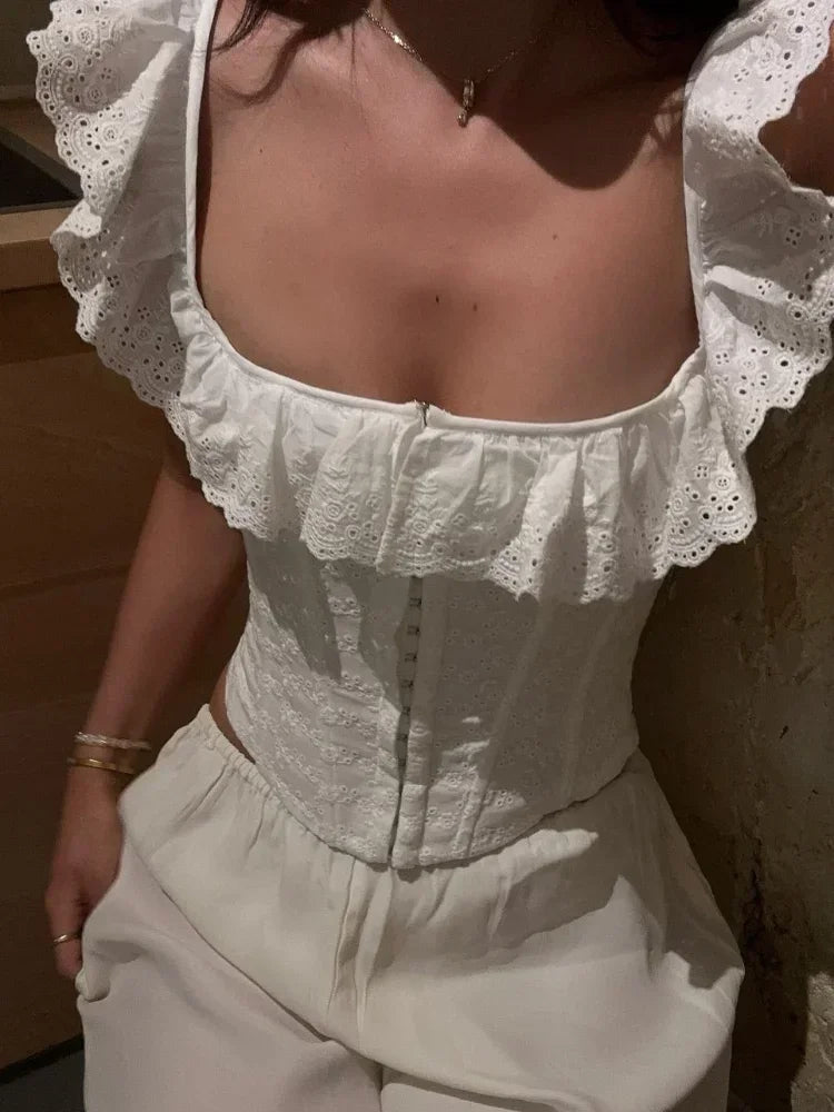 Top corset à volants Jamie
