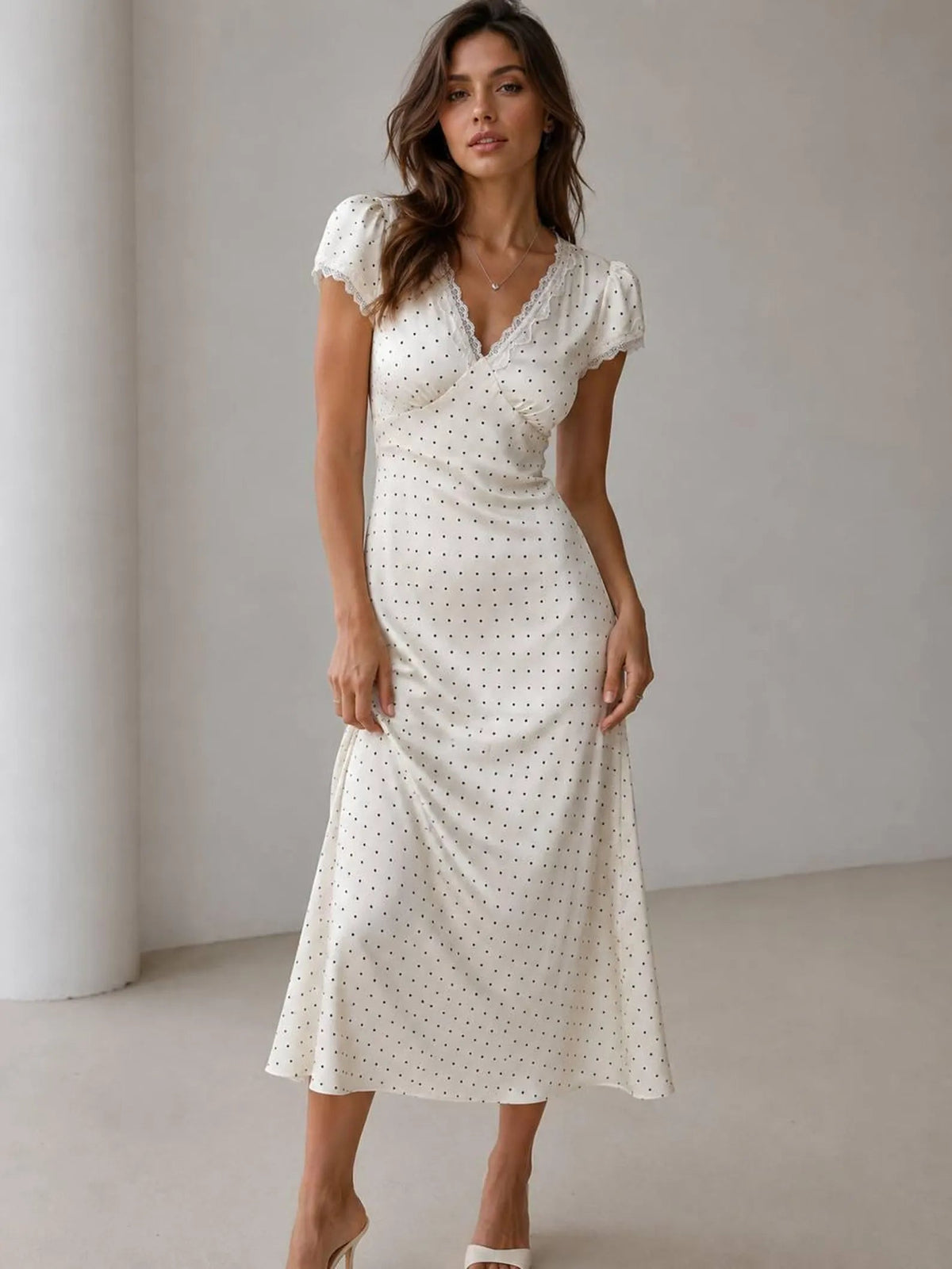 Robe midi satinée imprimée Jamila