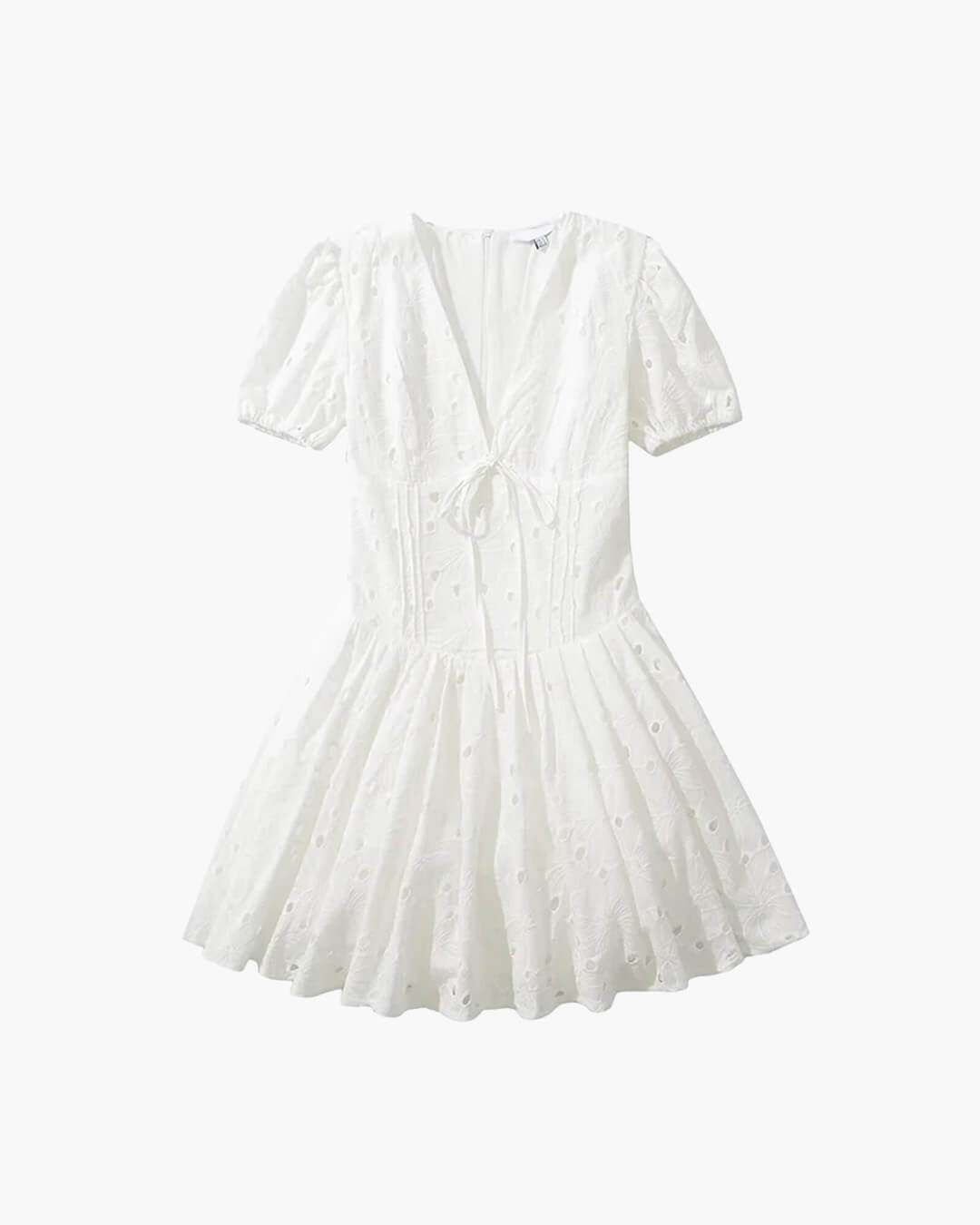 Mini-robe Jane brodée à manches bouffantes