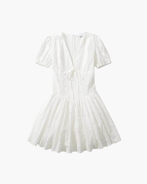 Jane Puff Sleeve Embroidered Mini Dress