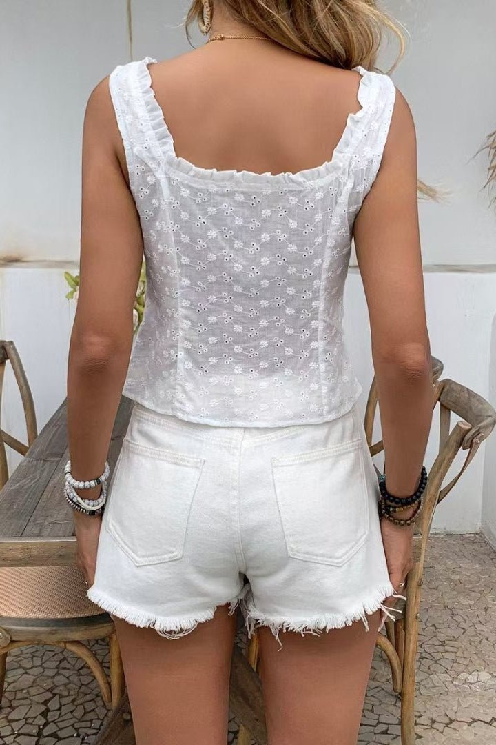 Débardeur Janna en jacquard fleuri et dentelle