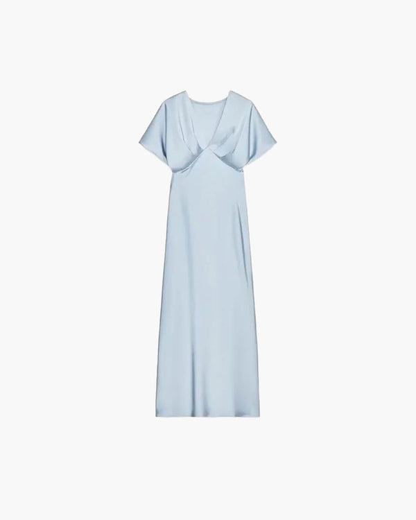 Robe midi satinée à col en V Janna