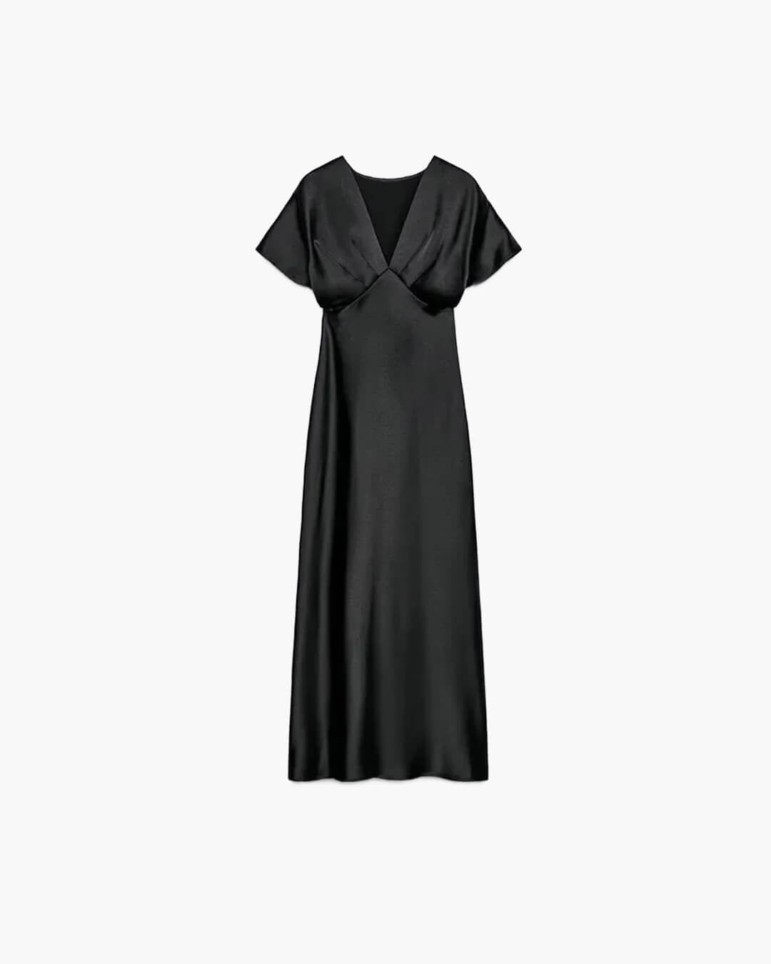 Robe midi satinée à col en V Janna