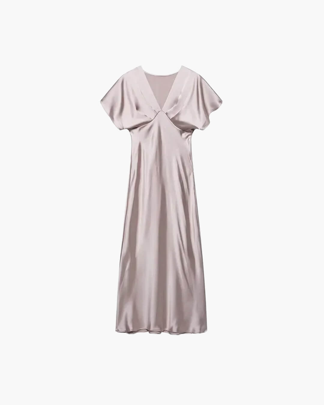 Robe midi satinée à col en V Janna