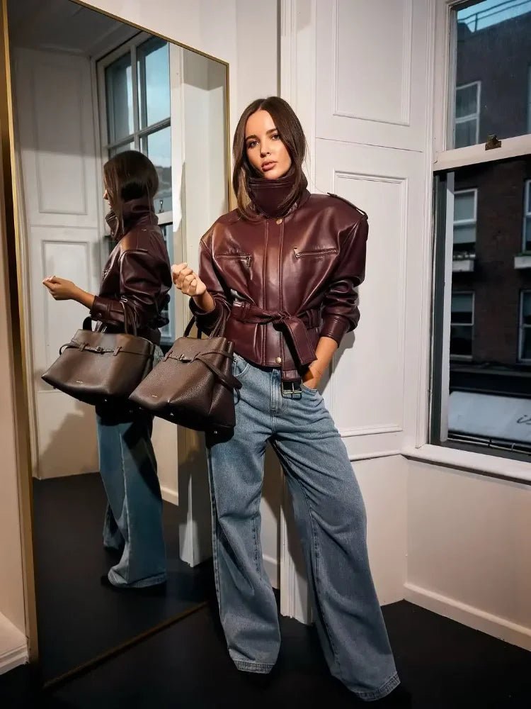 Veste Jaqueline en similicuir à ceinture
