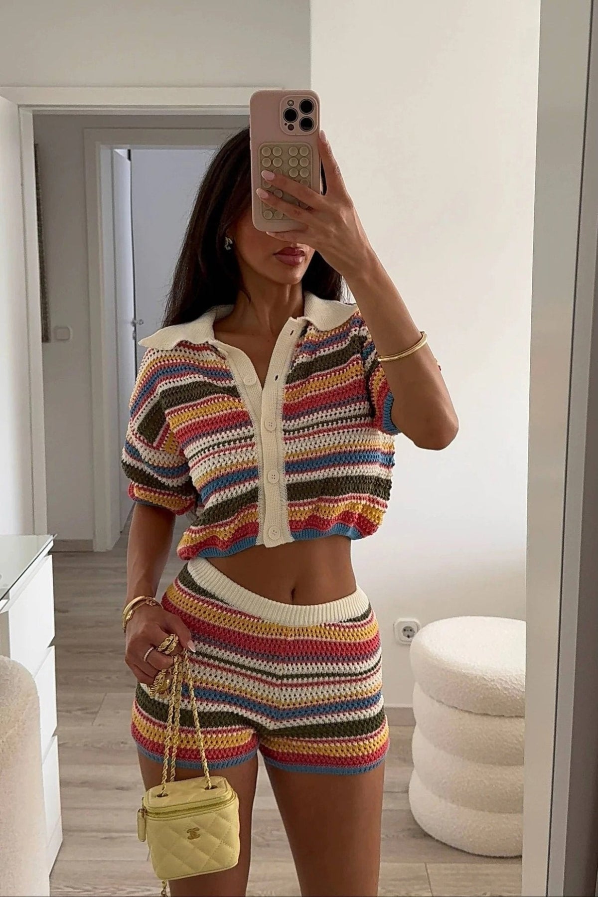 Ensemble pull court et short en crochet Jasmin
