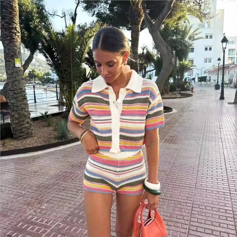 Ensemble pull court et short en crochet Jasmin