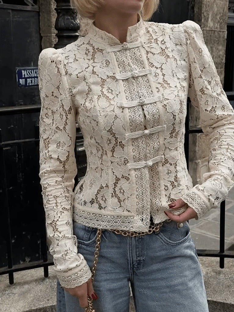 Haut Jeanna en dentelle à manches longues