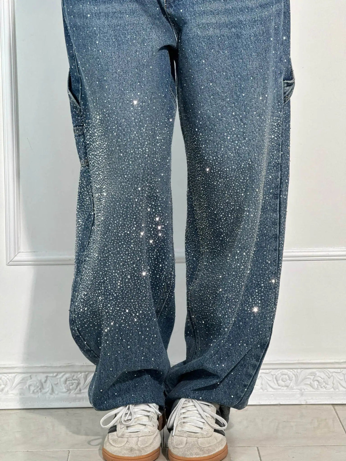 Pantalon cargo baggy scintillant en jean Jeremy