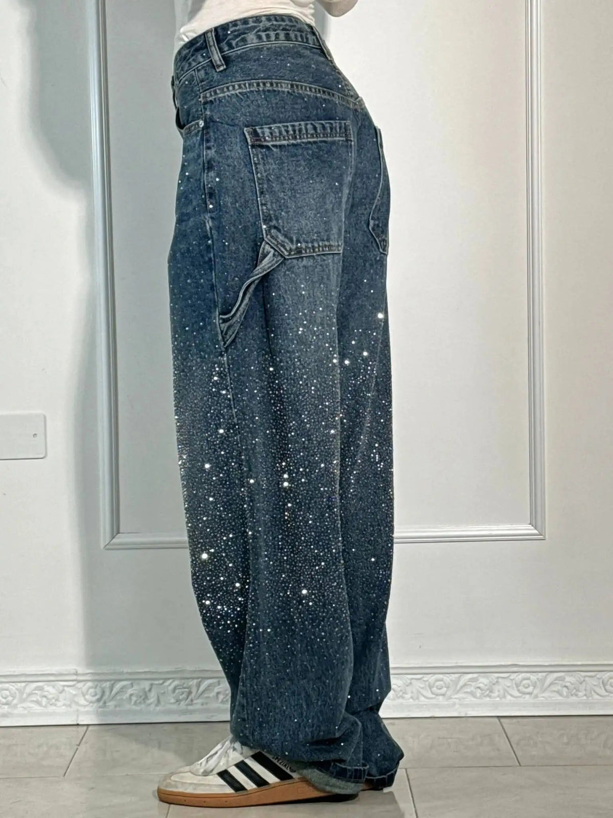 Pantalon cargo baggy scintillant en jean Jeremy