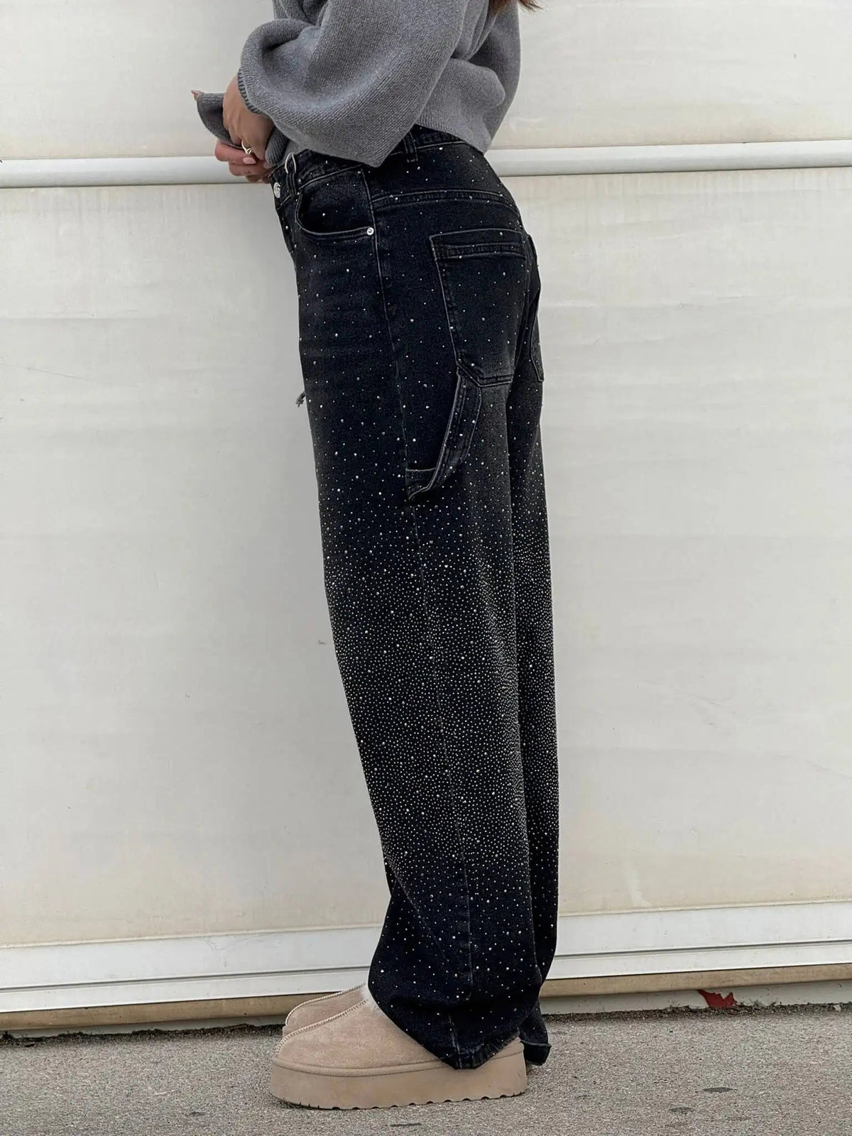 Pantalon cargo baggy scintillant en jean Jeremy
