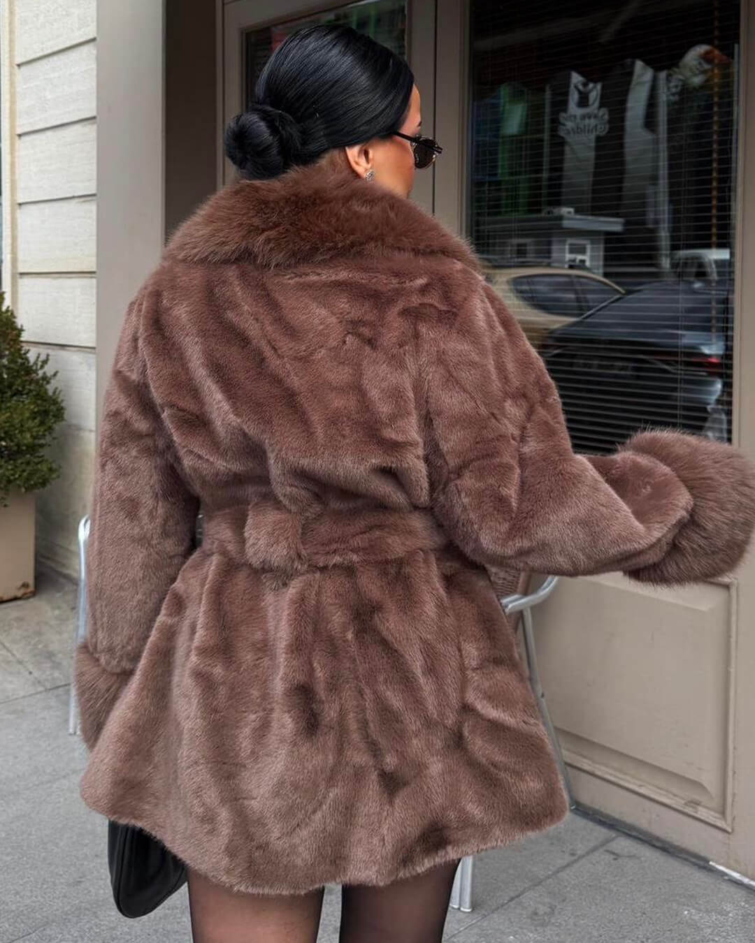 Manteau Jessa bordé de fausse fourrure