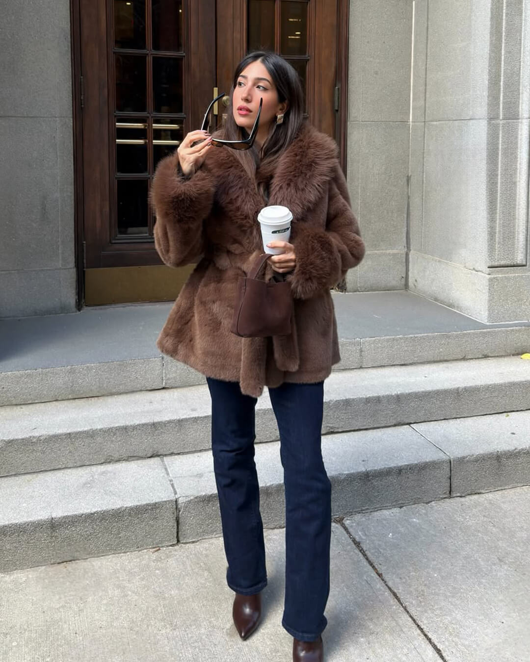 Manteau Jessa bordé de fausse fourrure