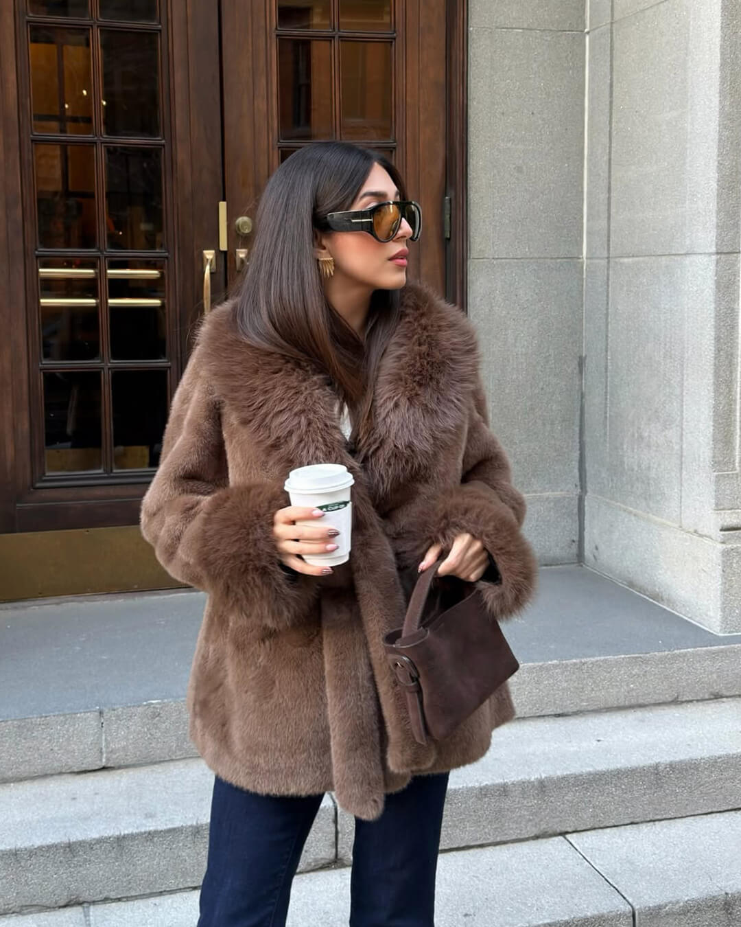 Manteau Jessa bordé de fausse fourrure