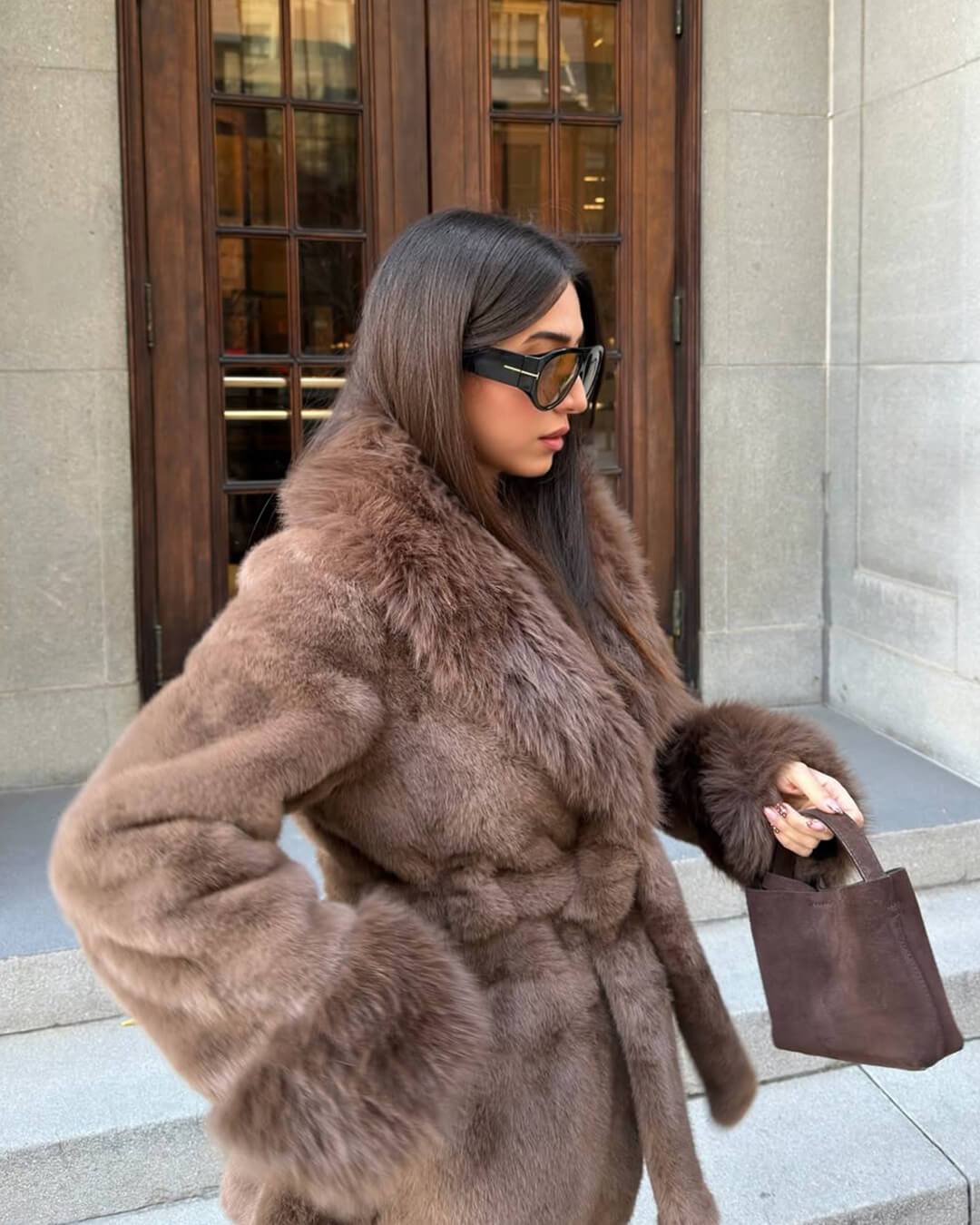 Manteau Jessa bordé de fausse fourrure