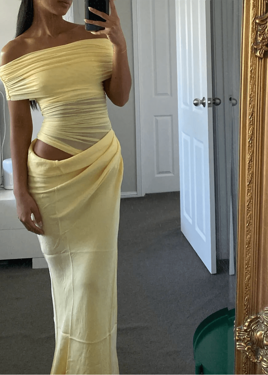 Robe longue en mesh dos nu et épaules dénudées Jessa