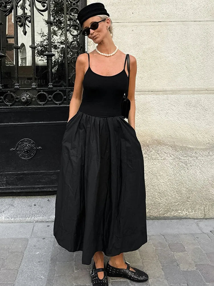 Robe midi Jesse à fines bretelles et taille basse