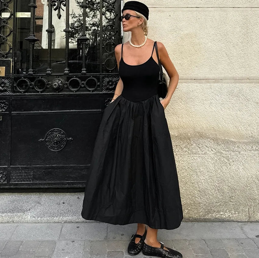 Robe midi Jesse à fines bretelles et taille basse
