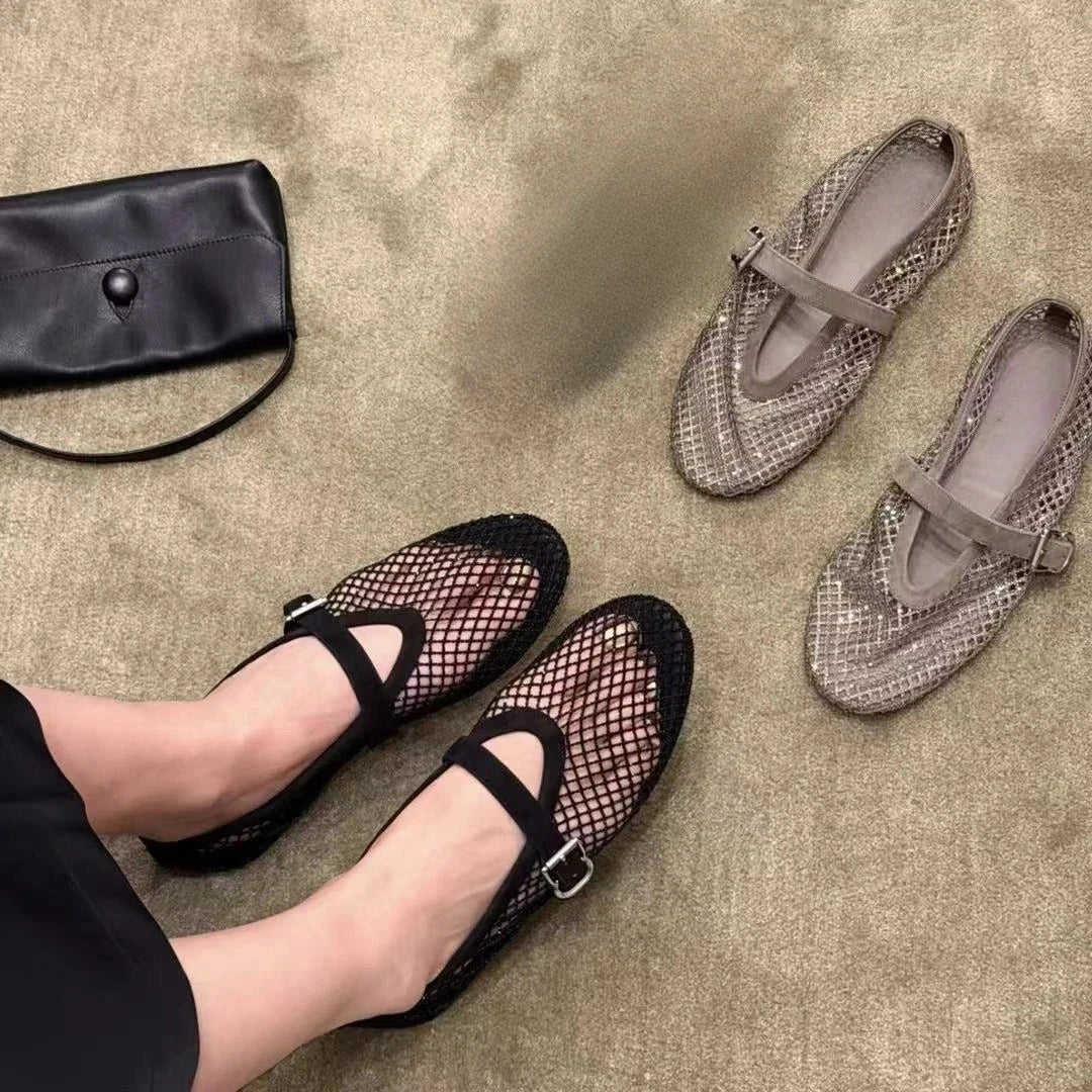 Ballerines en résille ornées de strass Jessica