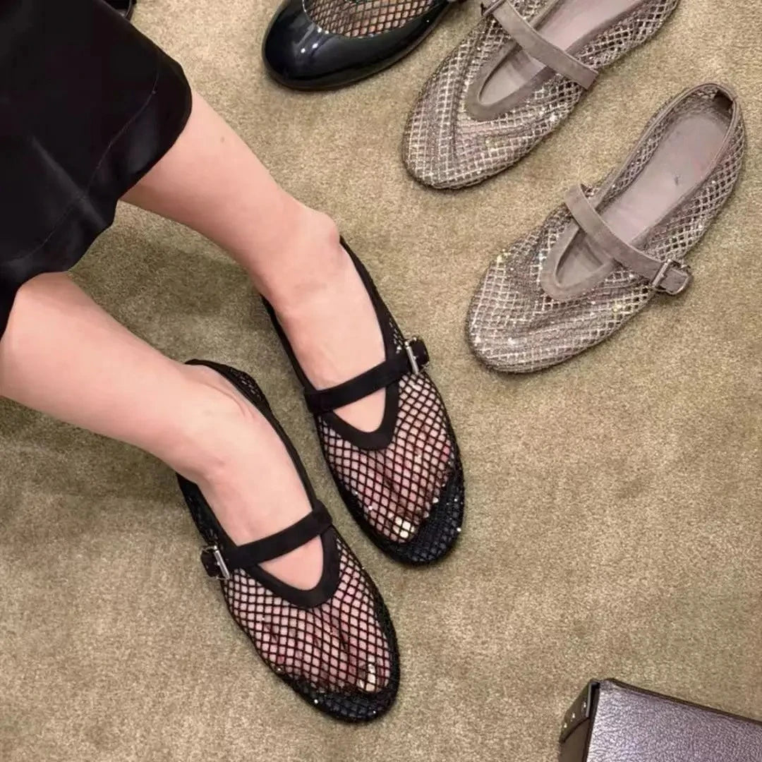 Ballerines en résille ornées de strass Jessica